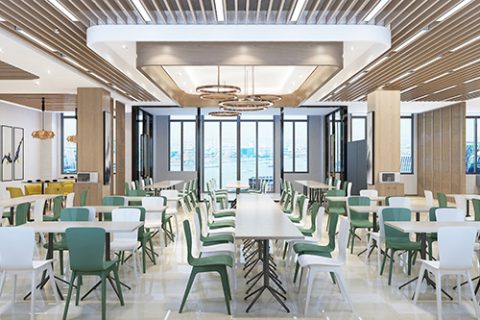 员工食堂餐厅装建设设计成效图