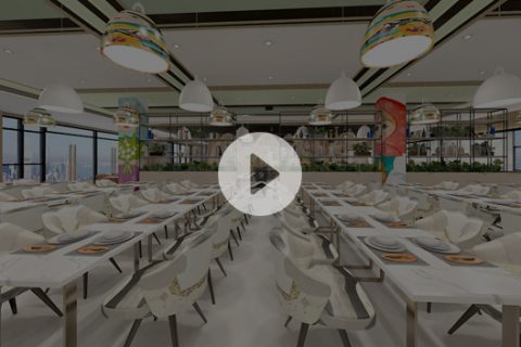 丽江莫斯科大学饭堂一楼设计全景成效图